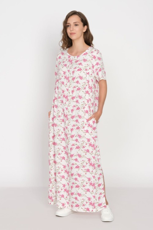 2-622 Платье женское Белый цветы