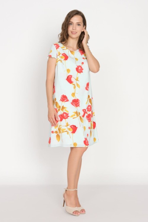 2-625 Платье женское Ментоловый цветы