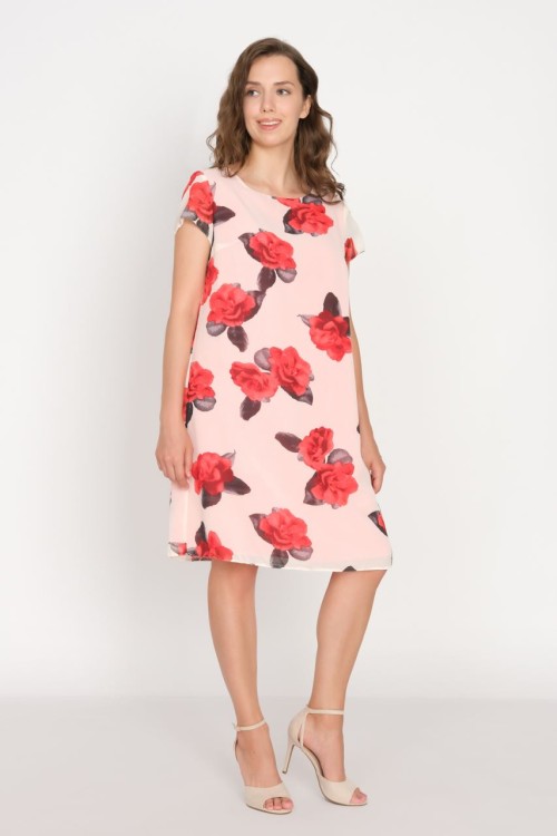 2-625-4 Платье женское Розовый цветы
