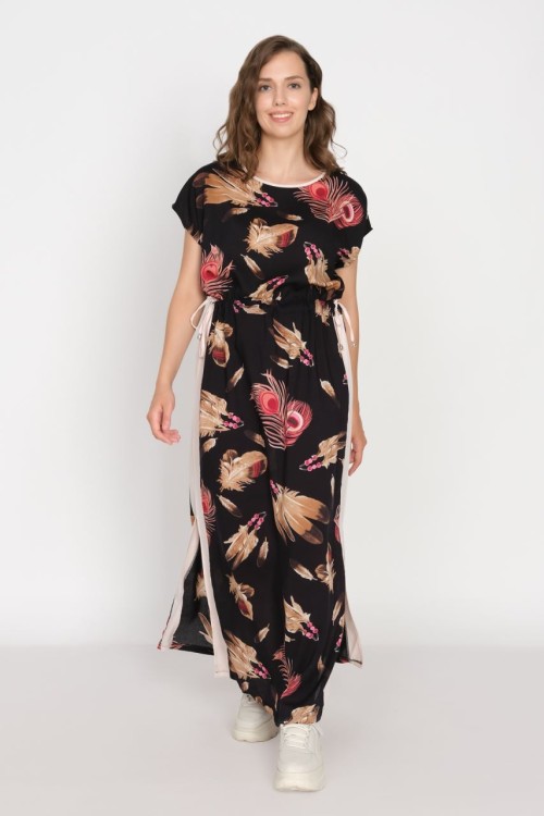 2-623-2 Платье женское Черный цветы