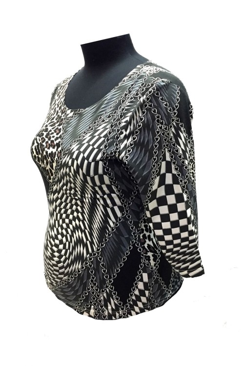 104-01 Блузка женский черный абстракция
