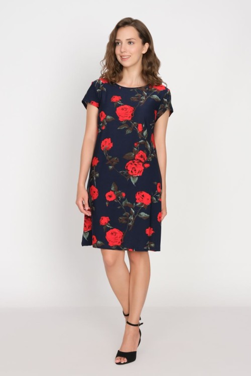 2-625-8 Платье женское Красный цветы