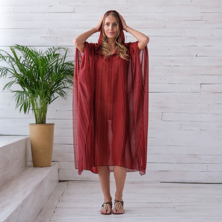 1-019 Платье-туника женское Красный полоска