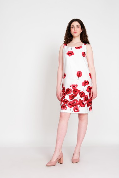 2-638 Платье женское Красный цветы
