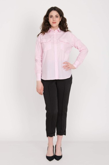 4-624 Рубашка женская Розовый полоска