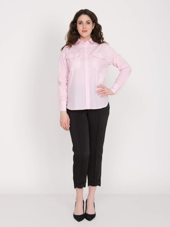 4-624 Рубашка женская Розовый полоска