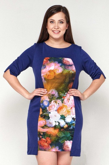 100-250-1 Платье женский синий цветы