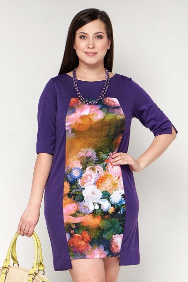 100-250-1 Платье женский фиолетовый цветы